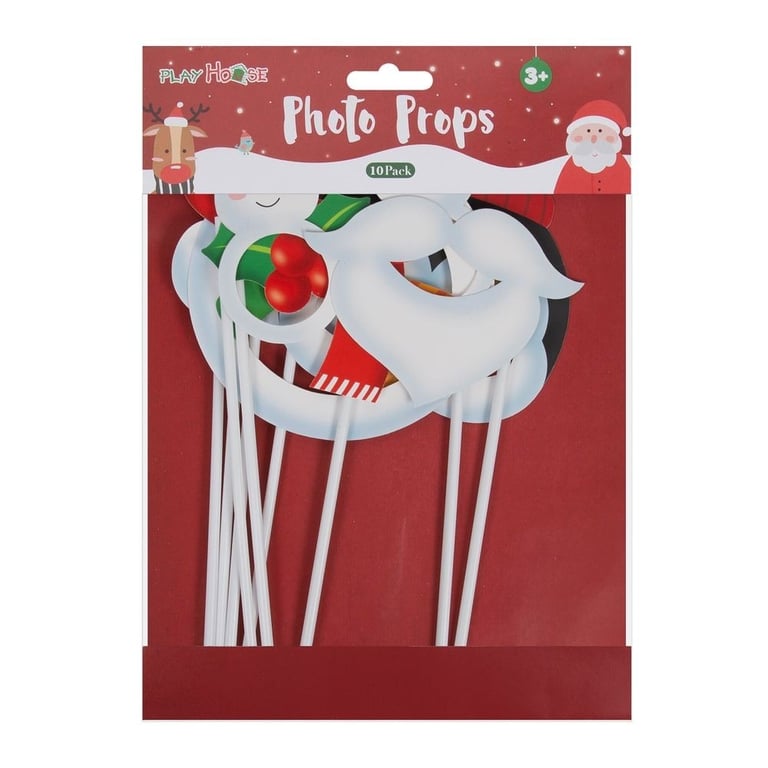 Christmas Photo Booth Props - 10 Pack: Festive Event Decorations and Photography Accessories