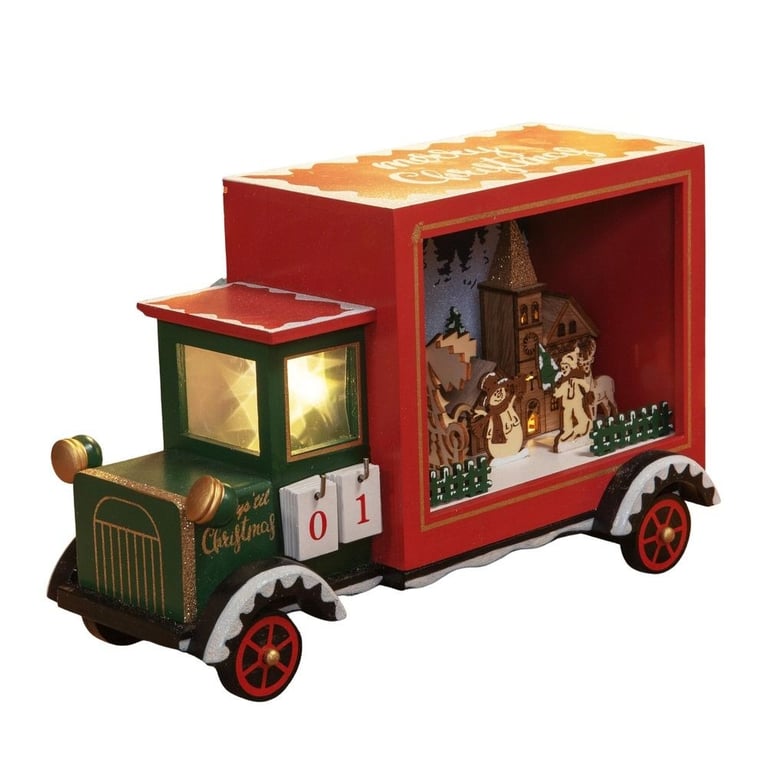 LED Light-Up Merry Christmas Truck Countdown Calendar Decoration