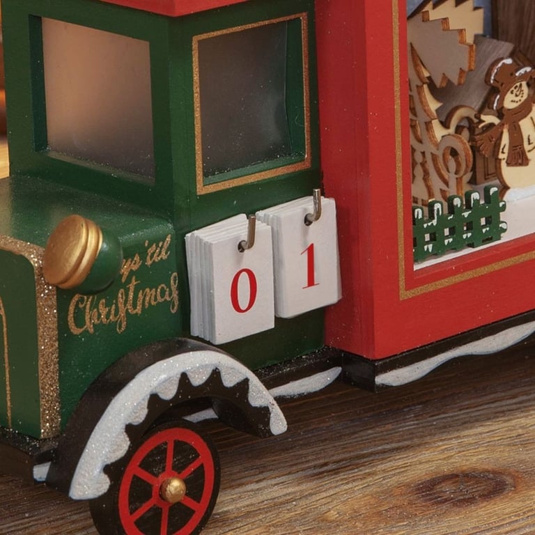 LED Light-Up Merry Christmas Truck Countdown Calendar Decoration