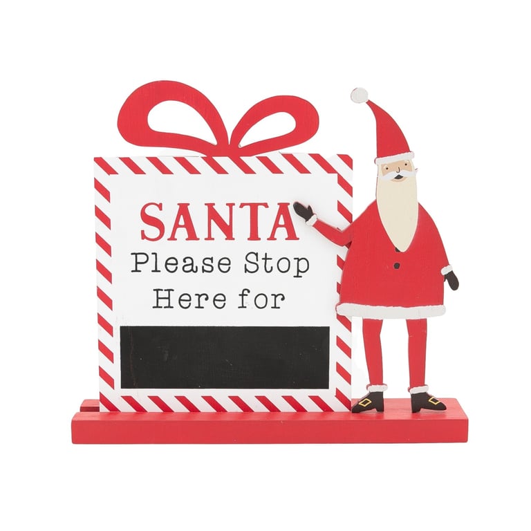 Santa Please Stop Here Chalkboard Holiday Decoration Sign
