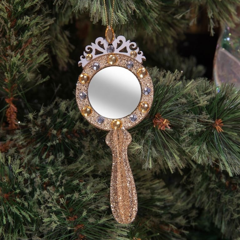 Tree Shaped Hand Mirror Decorative Holder - Home Bathroom Wall Hanging Decoration