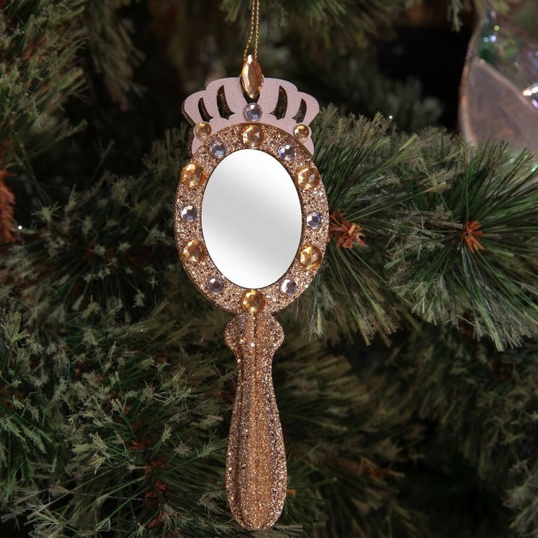 Tree Shaped Hand Mirror Decorative Holder - Home Bathroom Wall Hanging Decoration