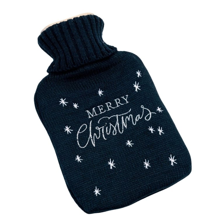 Merry Christmas Hot Water Bottle - Warming Holiday Gift for Home Heating Aid and Winter Comfort