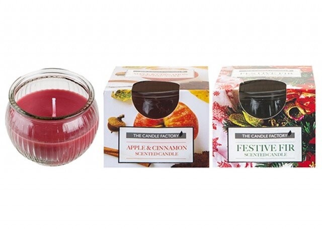 Vintage Glass Ribbed Jar Candle Set - 2 Assorted Home Decor Scented Candles