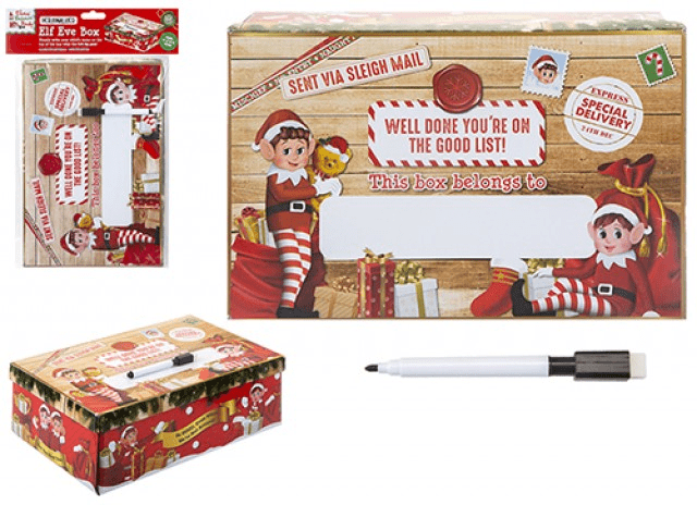 Small Elf Xmas Eve Box - Festive Holiday Decoration and Gift in One