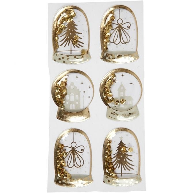 Gold Christmas Shaker Stickers - Add Gold Glitter Holiday Cheer to Your Home Decorations