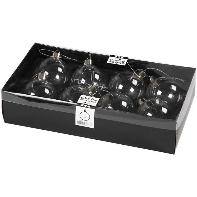 Large Glass Baubles - Festive Home Decor Ornaments Set of 8
