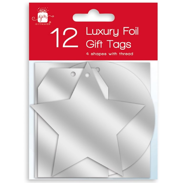 Silver Foiled Christmas Tags - Festive Gift Tagging and Holiday Decorations