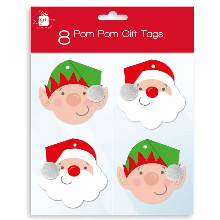 Pom Pom Gift Tags - Decorative Craft Supplies Set of 8