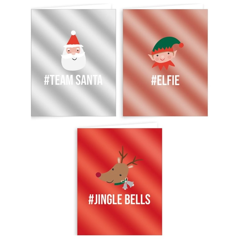 Mini Harshtag Christmas Cards - Pack of 12 Festive Holiday Greeting Cards