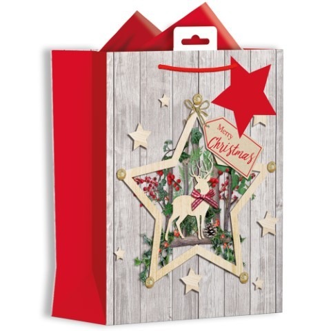 Wooden-effect Medium Christmas Gift Bags - Eco-Friendly Home Decor Gifts