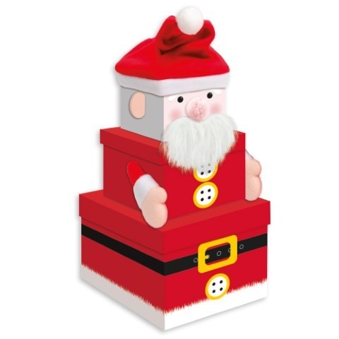 Large Stackable Christmas Santa Gift Boxes - Festive Holiday Gift Containers and Packaging