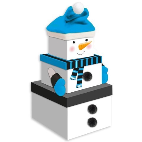 Stackable Snowman Gift Boxes - Festive Holiday Storage Containers