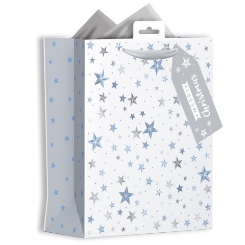 Medium Shining Star Christmas Gift Bag - Festive Holiday Gift Container, Medium Size, Shining Gift Sack for Presents and Gifts