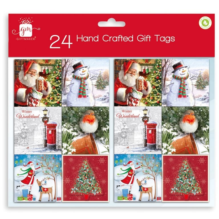 Hand-Crafted Contemporary Christmas Gift Tags - Pack of 24 Customizable Holiday Tags