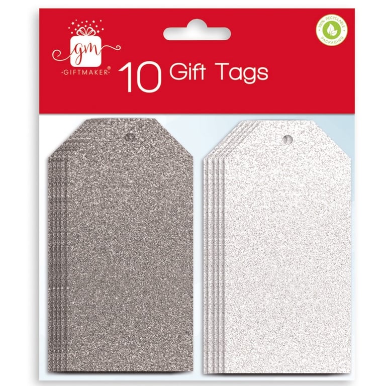 Silver Gift Tags - Set of 10 Decorative Light & Dark Silver Labels for Home Decor, Wedding Gifts, and Crafting