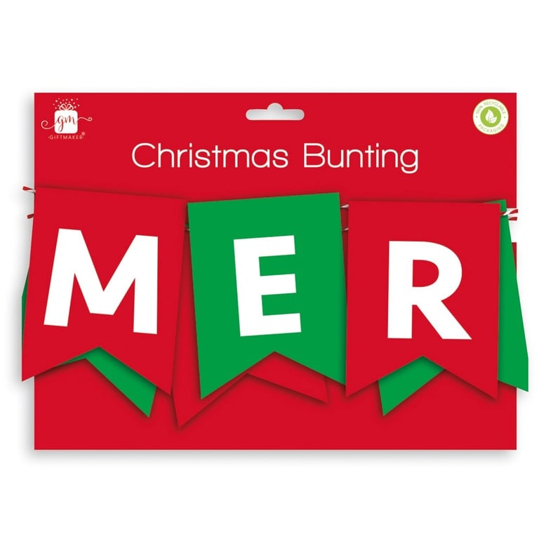 Felt Merry Christmas Bunting - Festive Home Decor Accent