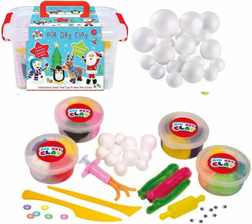 Christmas Air Dry Clay Kit - Holiday DIY Home Decor Supplies and Christmas Crafts Modeling Clay Set