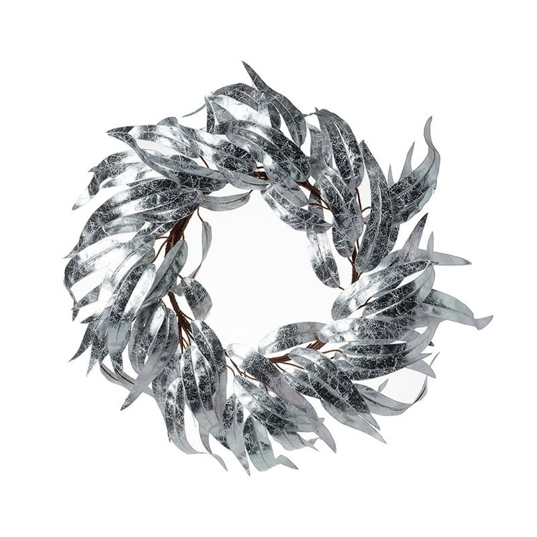Silver Leaf Metal Wreath - Elegant Home Decor and Holiday Decoration