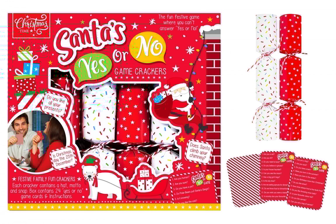 Santa Yes Or No Game Crackers - Fun Holiday Party Snacks and Games for Kids