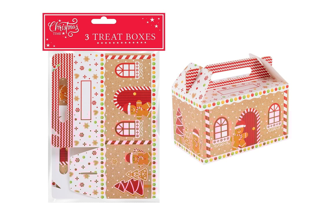 Gingerbread Treat Boxes - Festive Holiday Gift Box (Pack of 3)