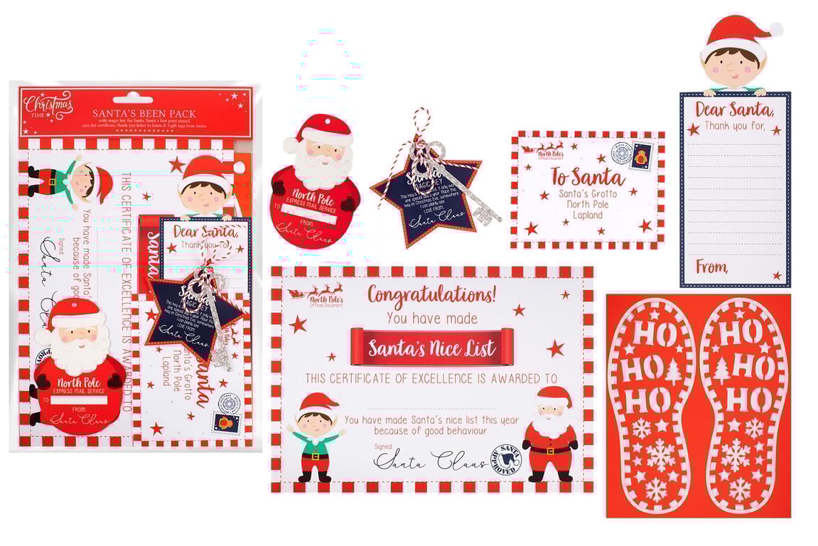 Santa s Been Pack - Festive Christmas Stocking with Holiday Decor and Santa Claus Figurine