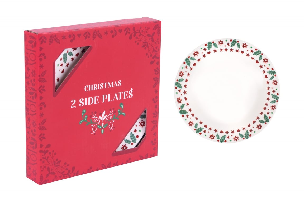 Christmas Joy Holiday Side Plates (Set of 2) - Festive Seasonal Dinnerware