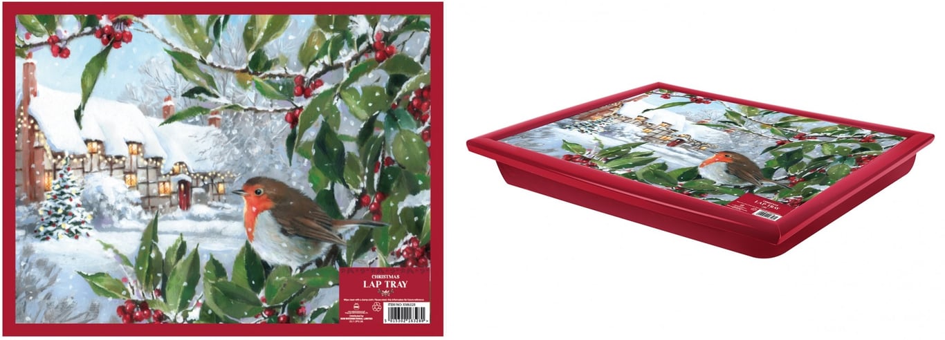 Christmas Robin Lap Tray - Festive Holiday Home Decor and Gift Idea