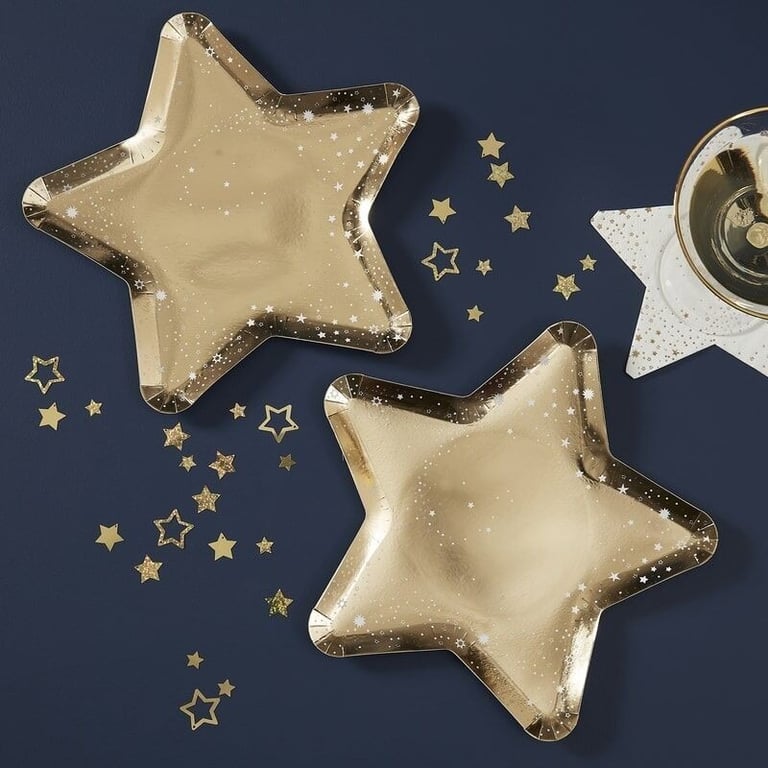 Gold Star Shaped Paper Plates - Disposable Party Supplies for Home Decor and Events