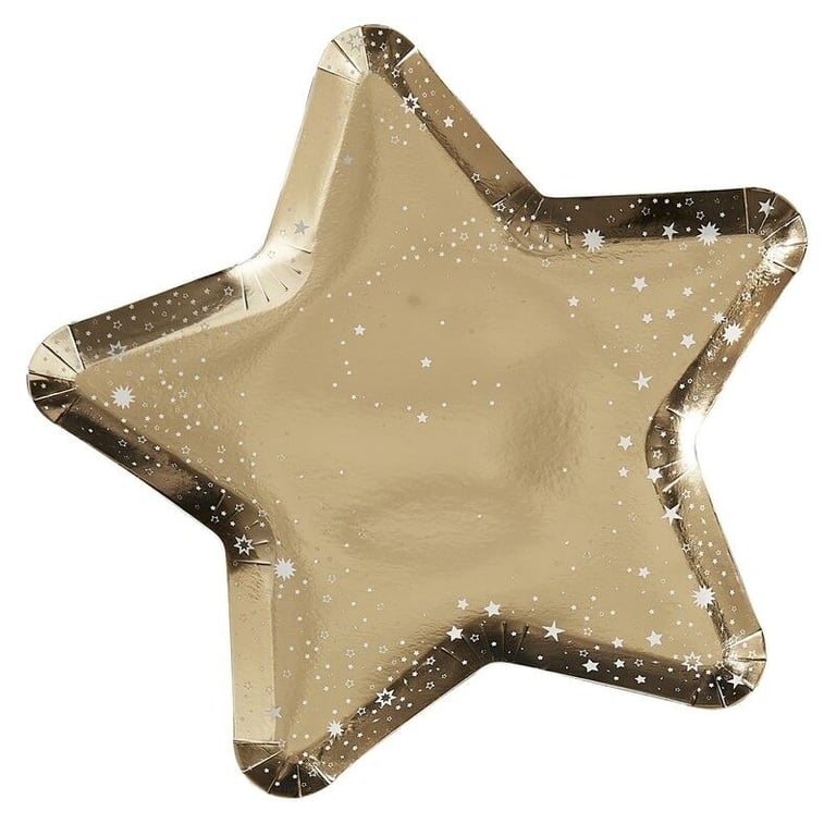 Gold Star Shaped Paper Plates - Disposable Party Supplies for Home Decor and Events