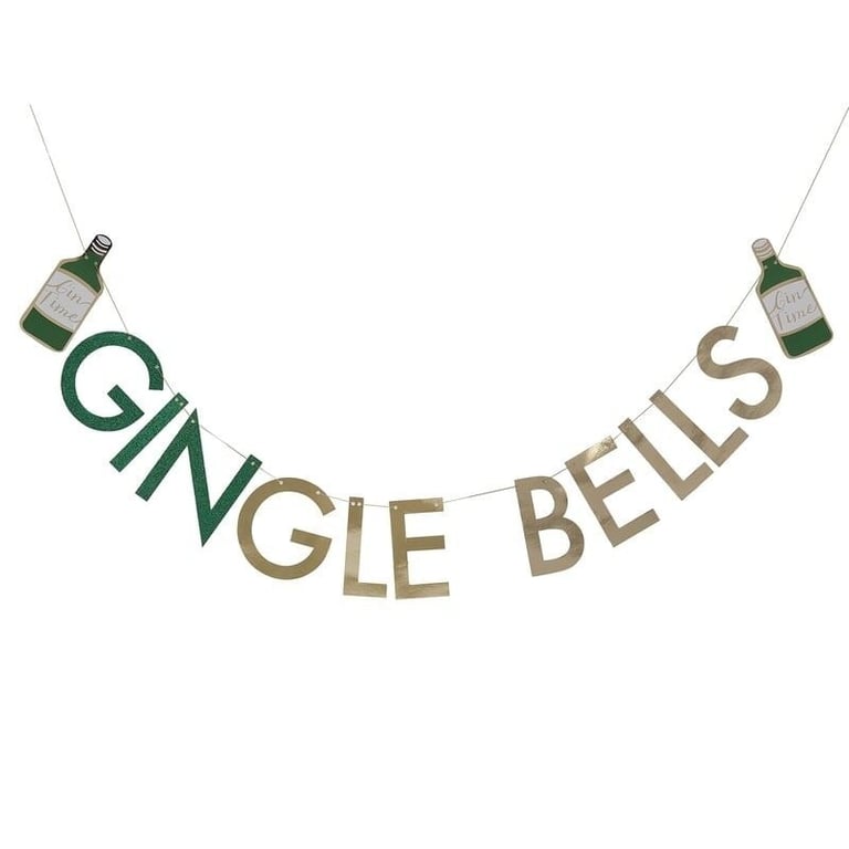 Glitter Gingle Bells Christmas Gin Party Bunting - Festive Home Decorations for a Sparkling Holiday Celebration