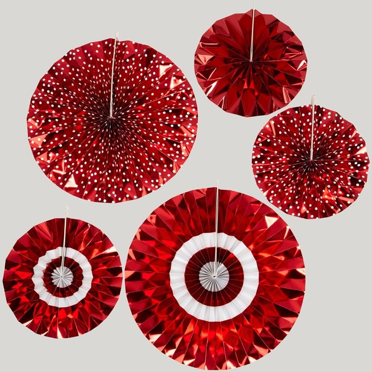 Red & White Pinwheel Decorations - Set of 5 Home and Garden Party Supplies