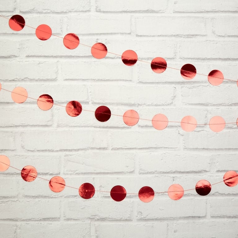Red Foil Circle Garland - Festive Event Decorations and Home Decor Supplies