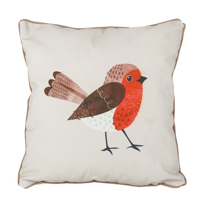 Winter Robin Square Indoor Cushion - Cozy Home Decor for Winter Season