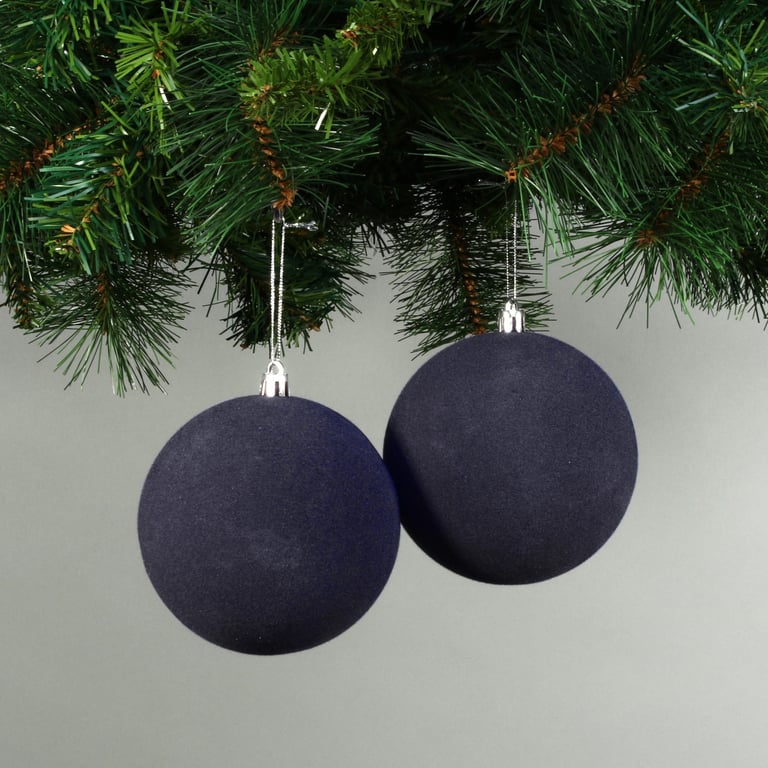 Midnight Blue Velvet Baubles - Set of 4 Elegant Home Decor Ornaments