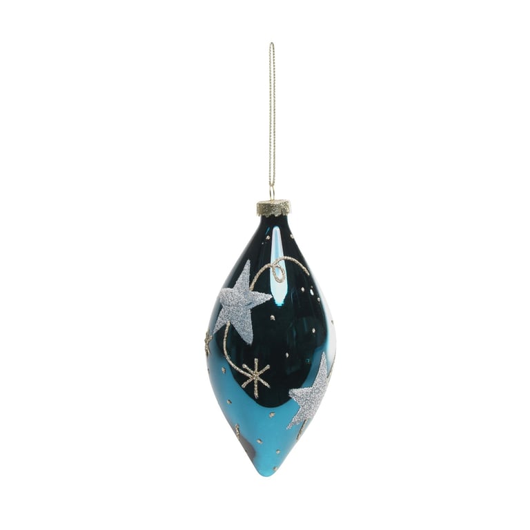 Midnight Blue Glass Droplet Bauble - Elegant Home Decor and Christmas Ornament Decoration