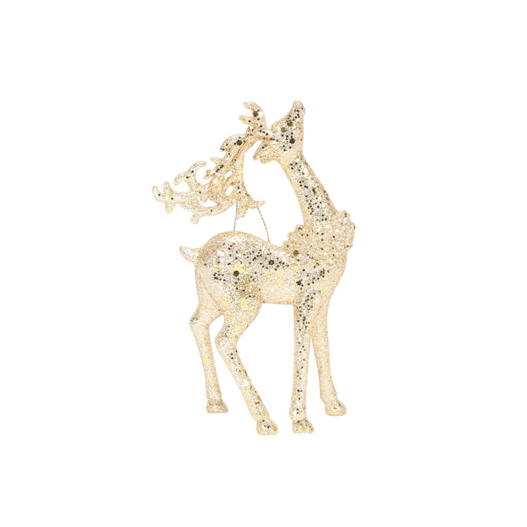Champagne Glitter Assorted Hanging Reindeer Holiday Decorations