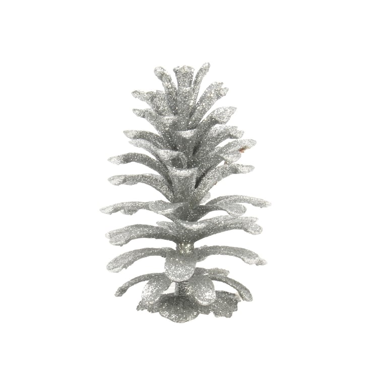 Silver Hanging Pine Cone Decoration - Elegant Indoor Garden Ornament and Home Decor Accessory for Christmas Tree or Plant Holder