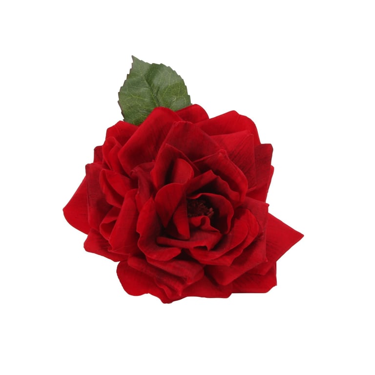 Red Plush Rose Clip-On Floral Decoration for Home Decor