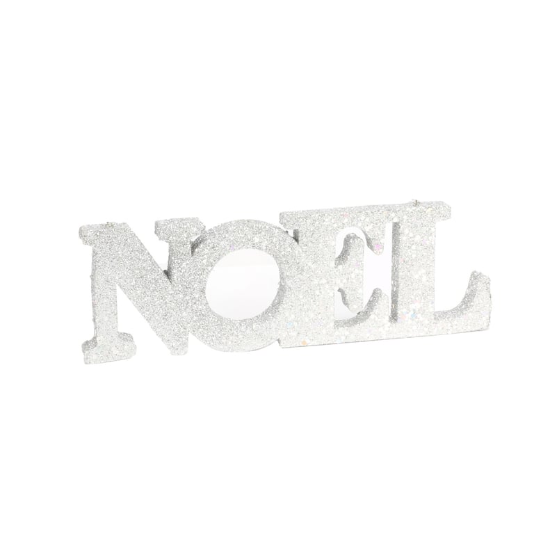 Silver Glitter Noel Hanging Decoration - Sparkling Christmas Home Decor Accessory (25cm)