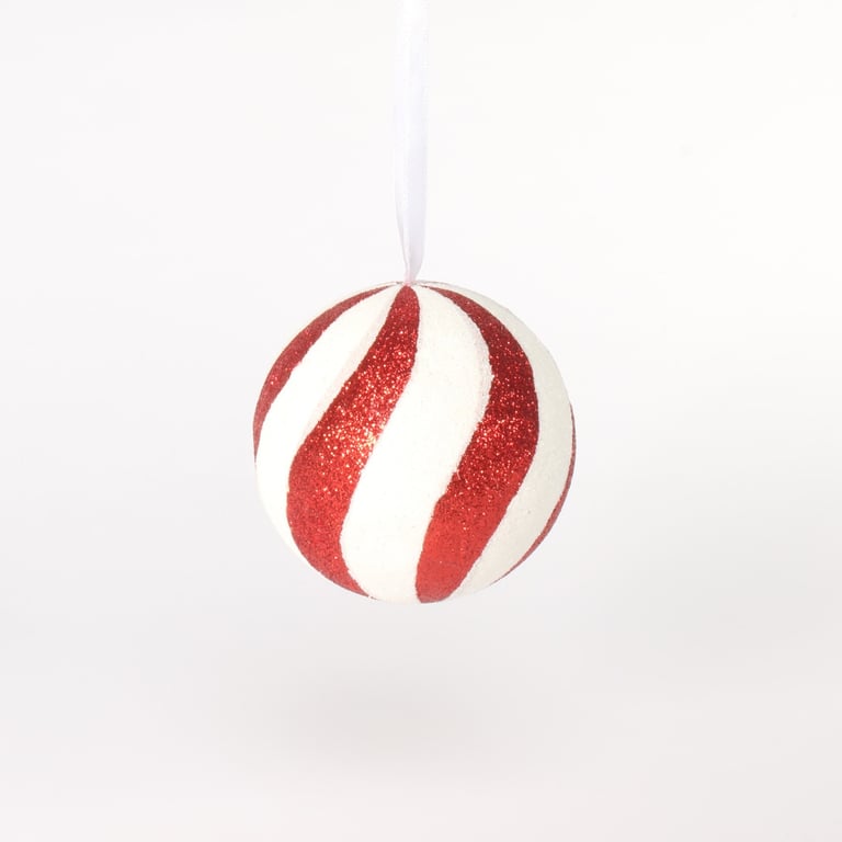 Candyland Stripe Bauble - 10cm Festive Home Decor Christmas Ornament