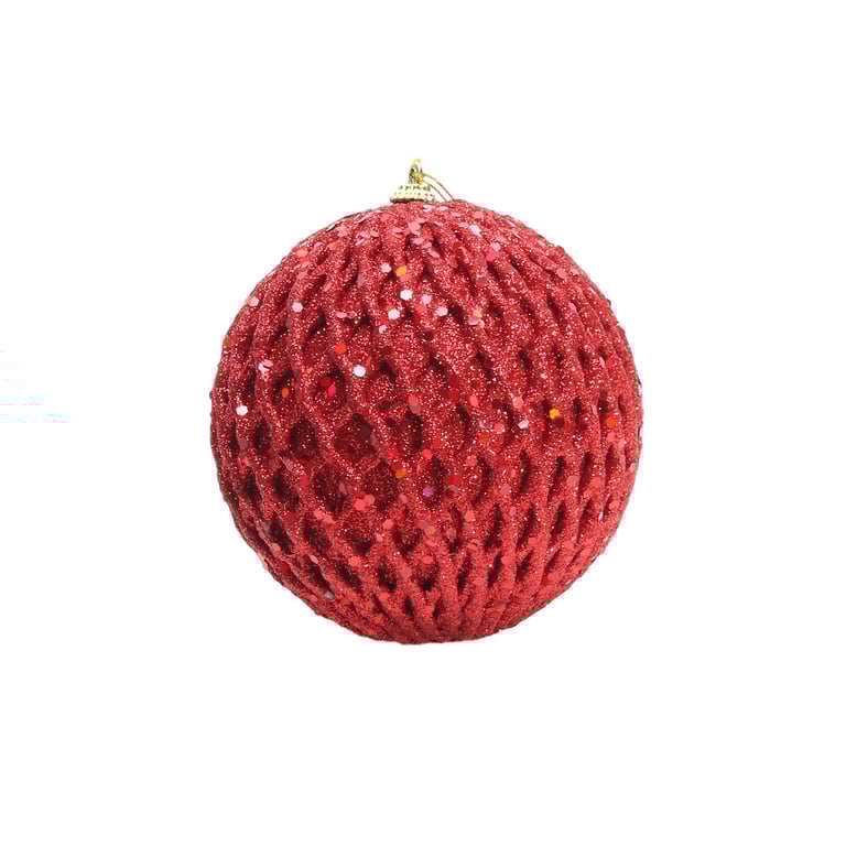 Bauble Sequin 12cm Red Glitter Decoration for Home and Christmas