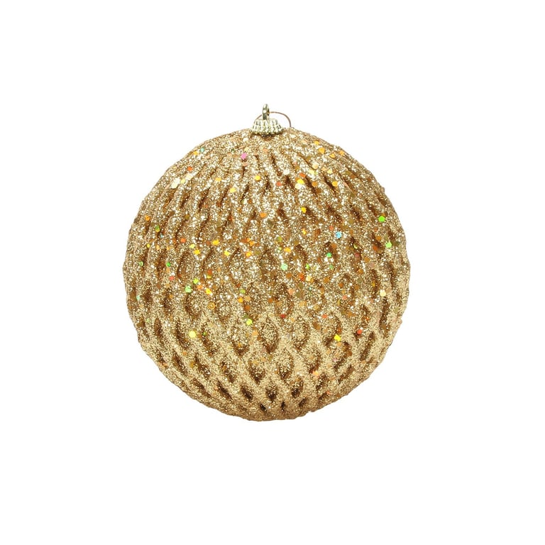 Gold Glitter and Sequin Bauble - Large Home Decor Christmas Decoration Ornament