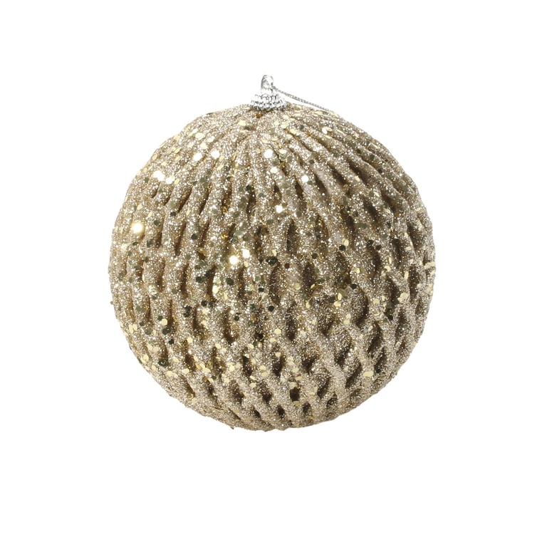 Champagne Glitter Sequin Bauble - 12cm Decoration for Home and Party Use