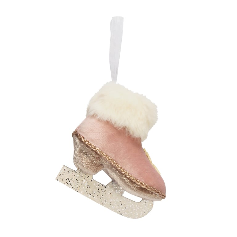 Pink Velvet Ice Skate Hanging Decoration - Fashion Skating Winter Home Decor Ornament
