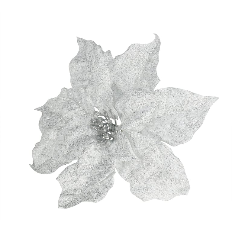 Frosted Poinsettia Pick - 20cm Holiday Flower Decor for Home Dcor and Christmas Celebrations