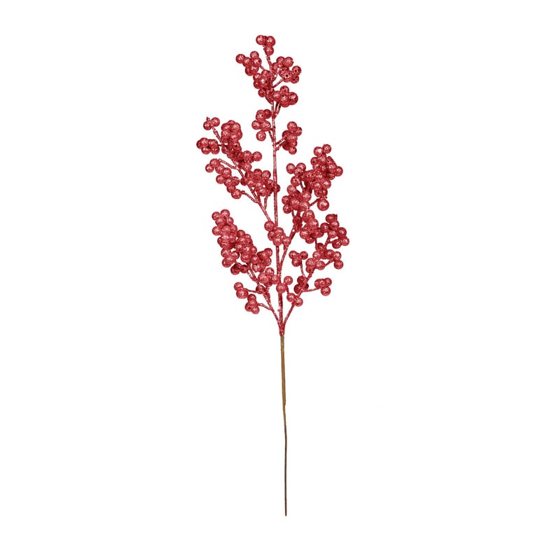 Red Glitter Berry Stem (47cm) - Elegant Home Dcor and Party Decoration