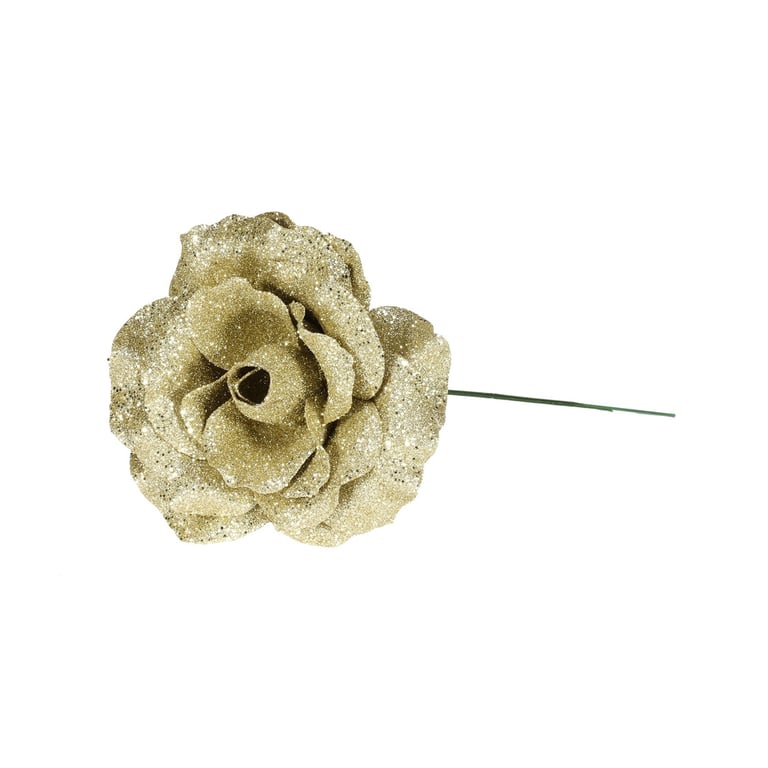 Gold Glitter Rose - Elegant Home Decor Accent with Sparkling Gold Accents and Rose Shaped Vase
