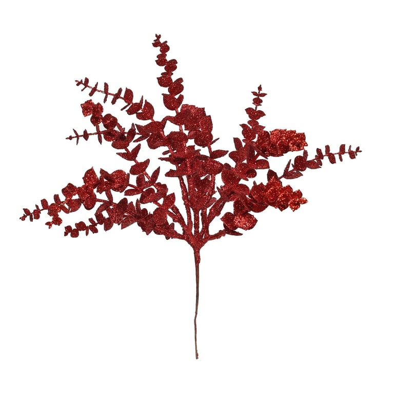Red Glitter Eucalyptus Bush - Festive Holiday Decor for Home Decoration