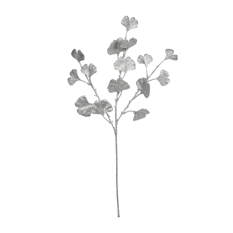 Silver Ginkgo Glitter Stem (70cm) - Luxurious Home and Garden Decoration